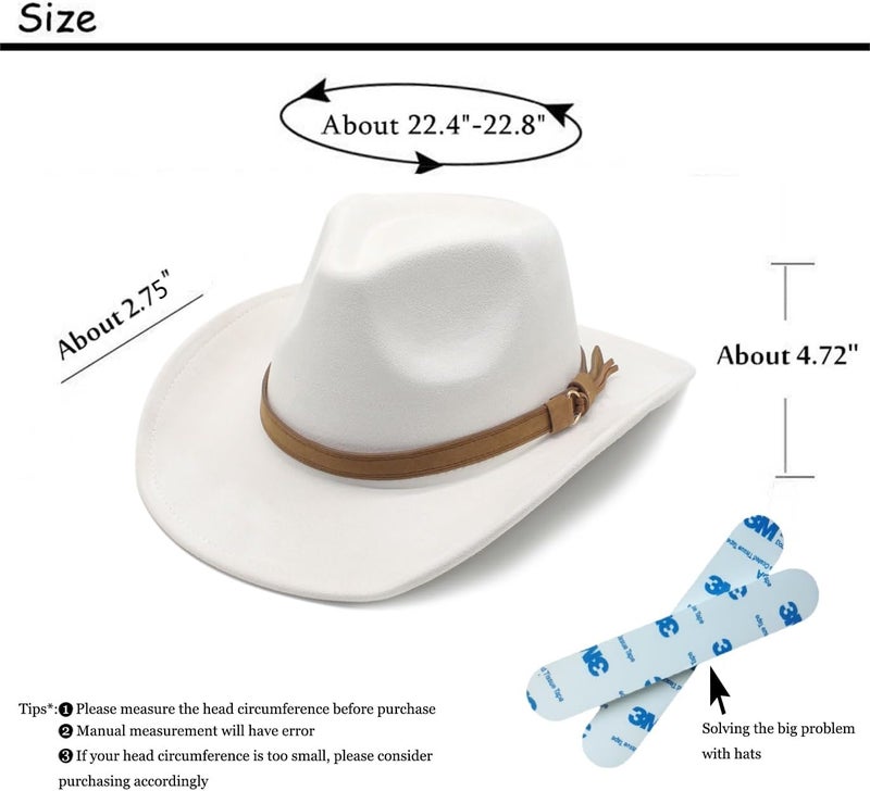CCAKXCJJ Unisex Western Suede Cowboy Cowgirl Hat Classic Wide Brim Fedora Hat for Men &Women - Image 2